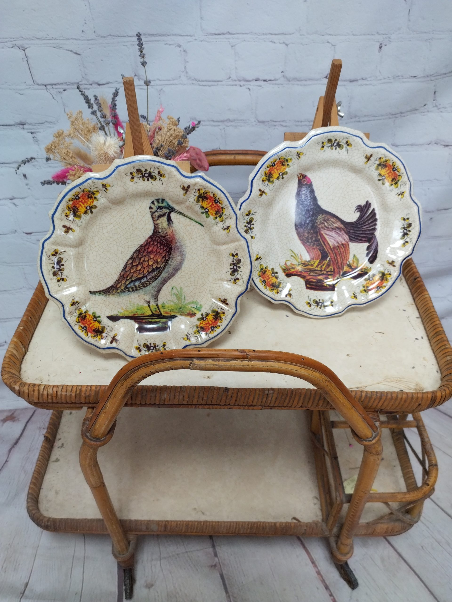 Duo assiettes vintage plastique Lamy Italy modèle déposé