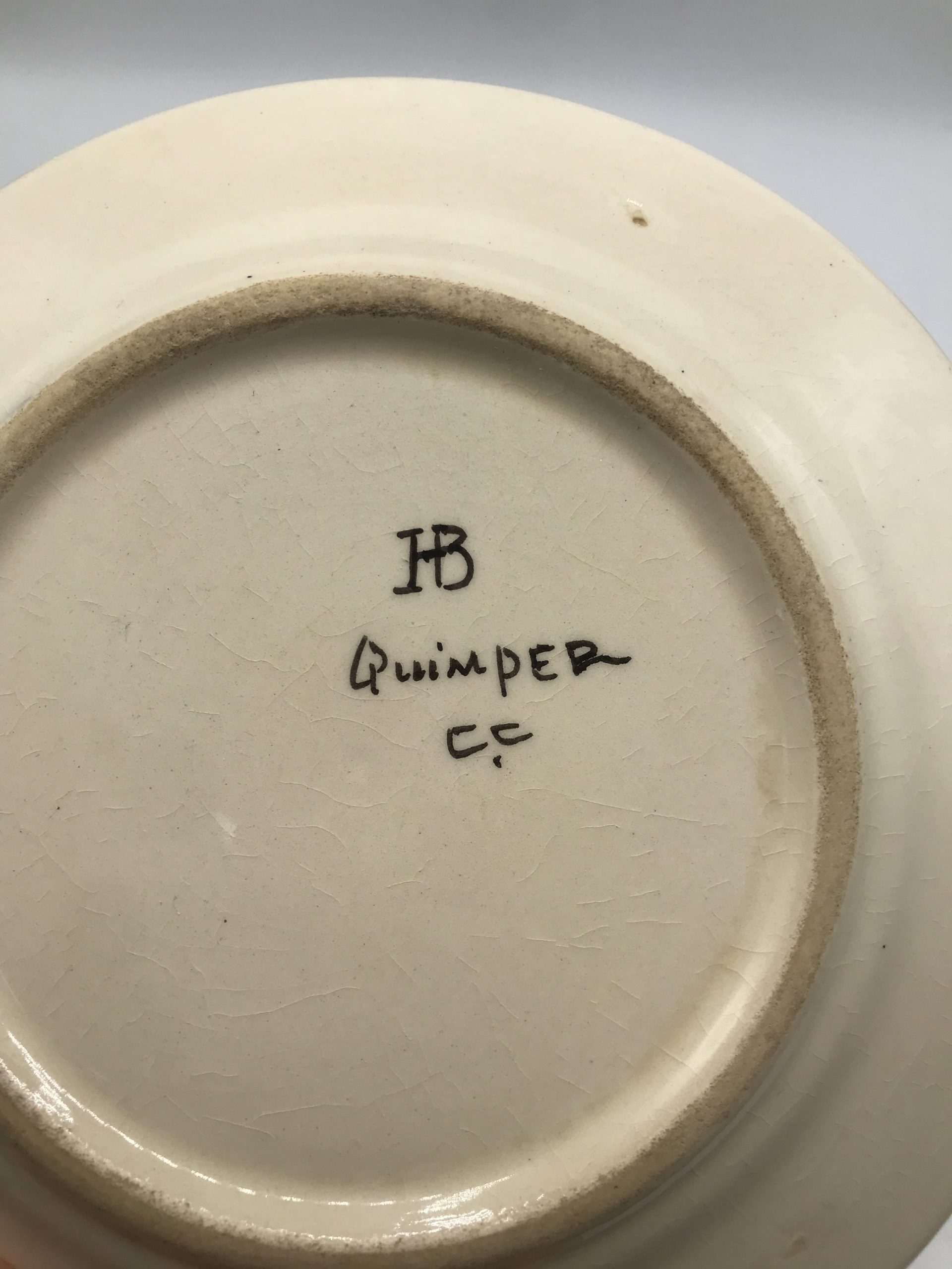 Lot de 4 assiettes anciennes Quimper HB – Image 6