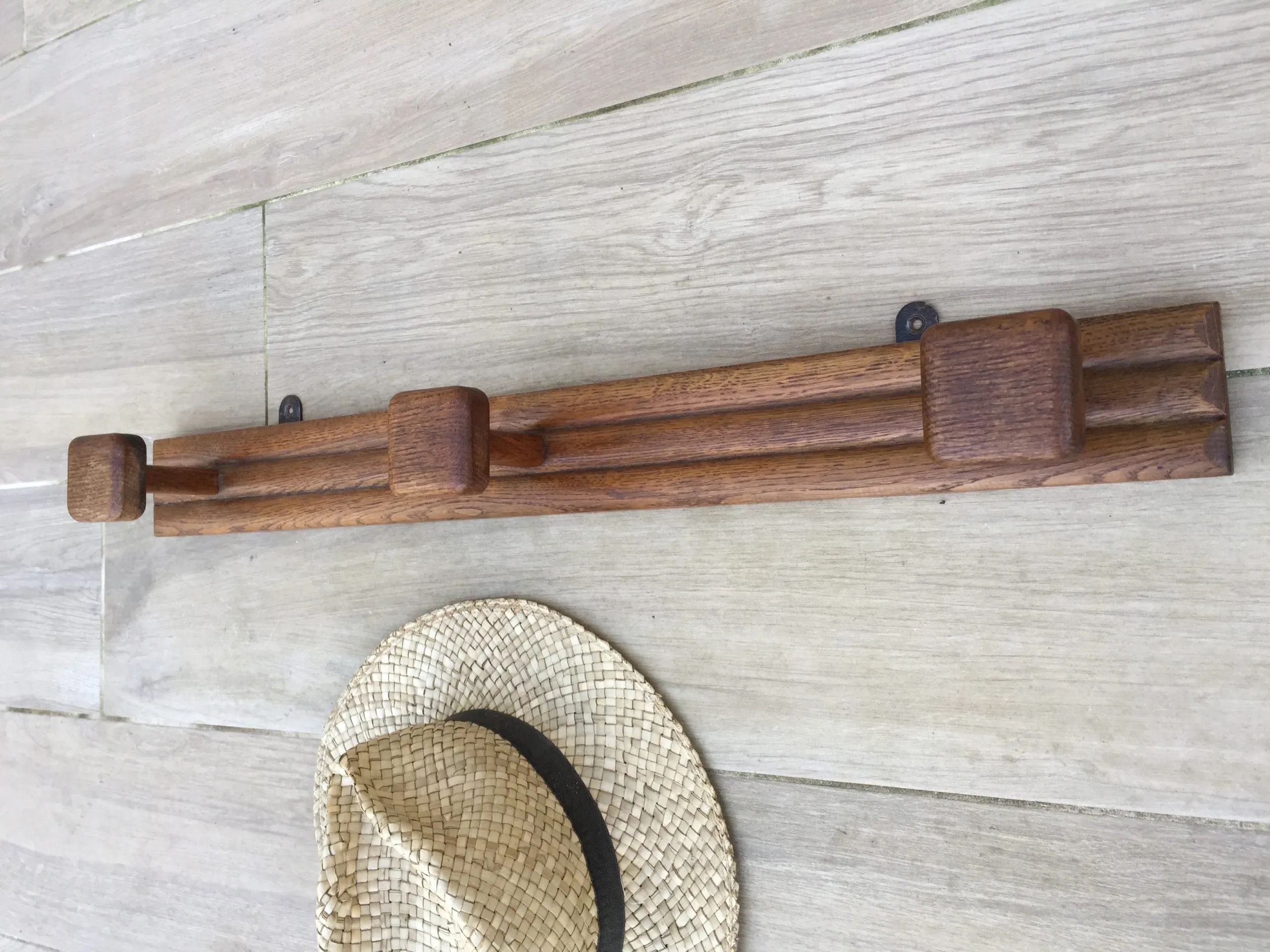 PORTEMANTEAU Chêne Massif Géométrique VINTAGE – Image 4