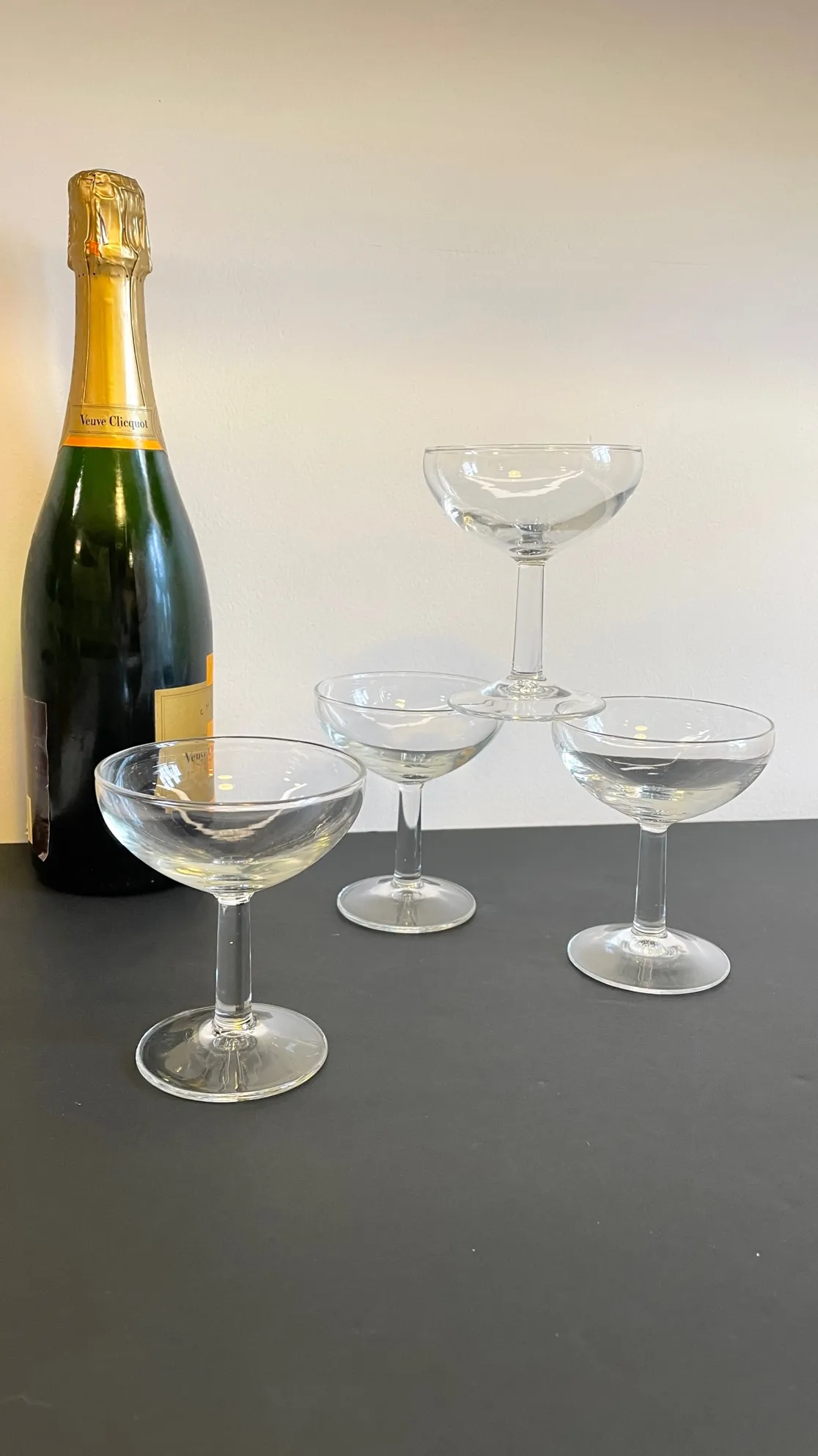 4 COUPES à Champagne VERRE Moulé FRANCE – Image 4