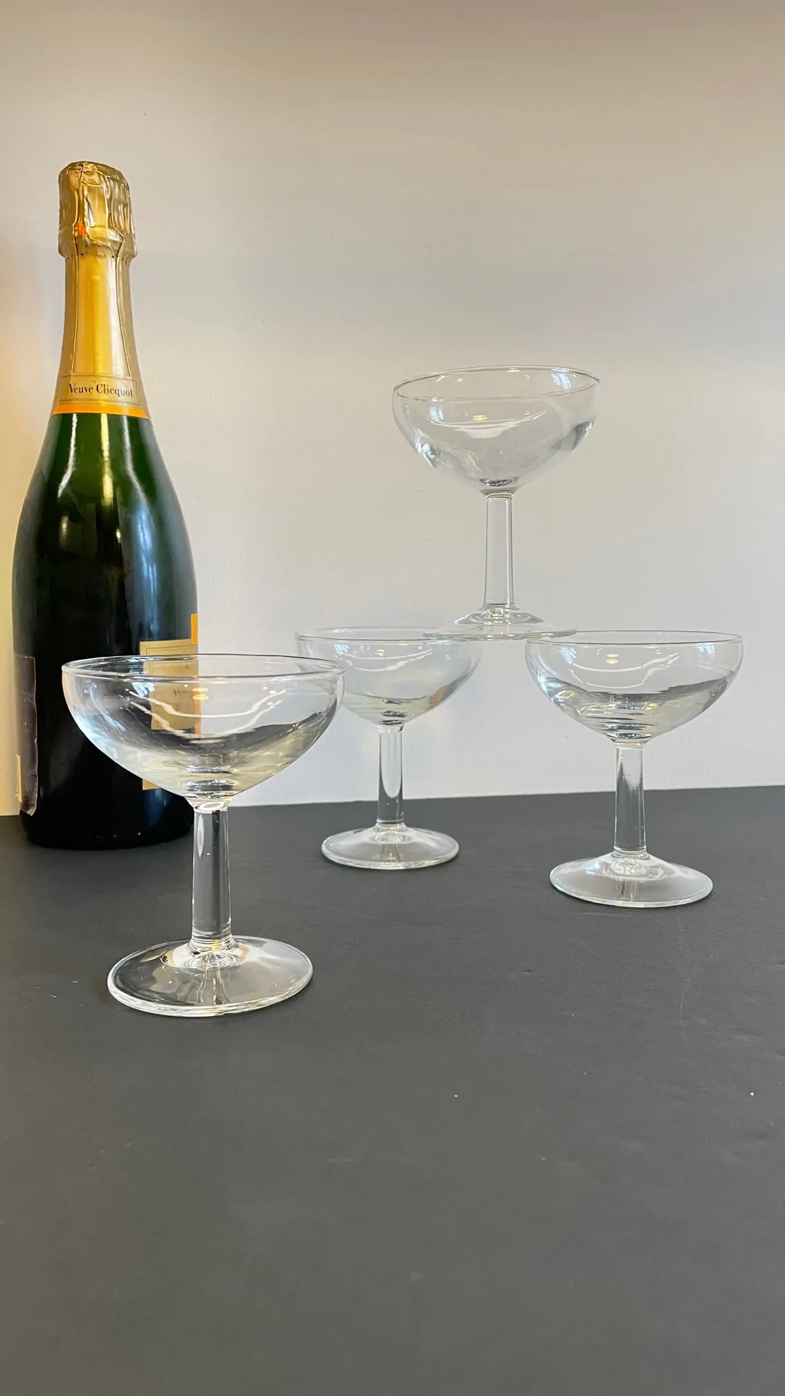 4 COUPES à Champagne VERRE Moulé FRANCE – Image 3