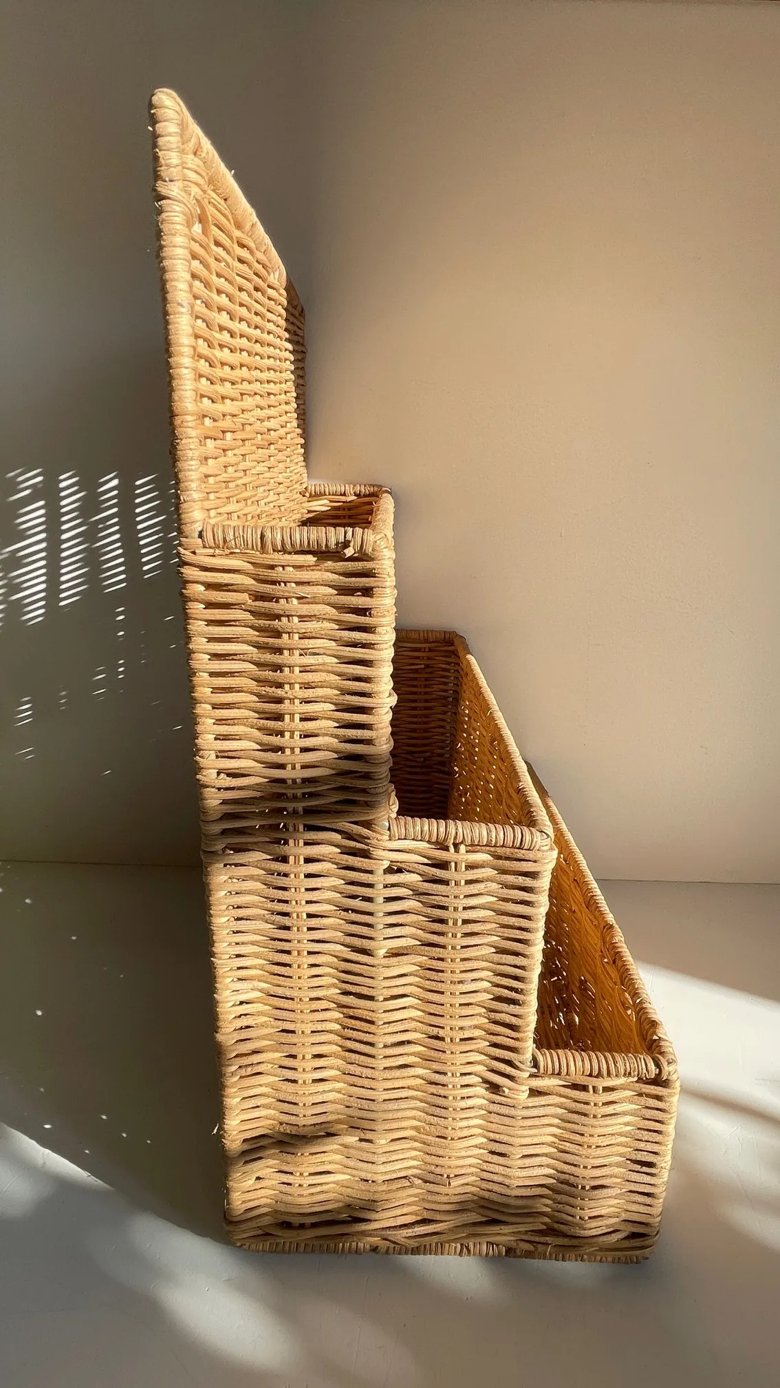 PORTE-Courrier de BUREAU en ROTIN Vintage – Image 7