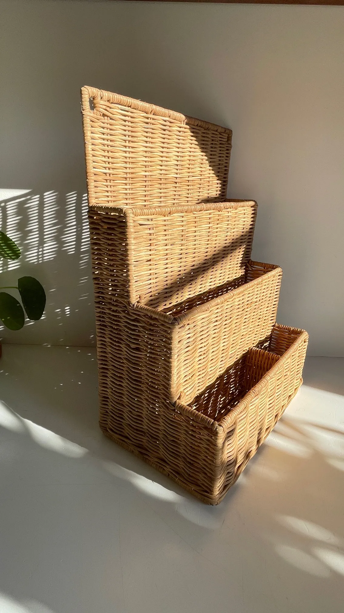 PORTE-Courrier de BUREAU en ROTIN Vintage – Image 6