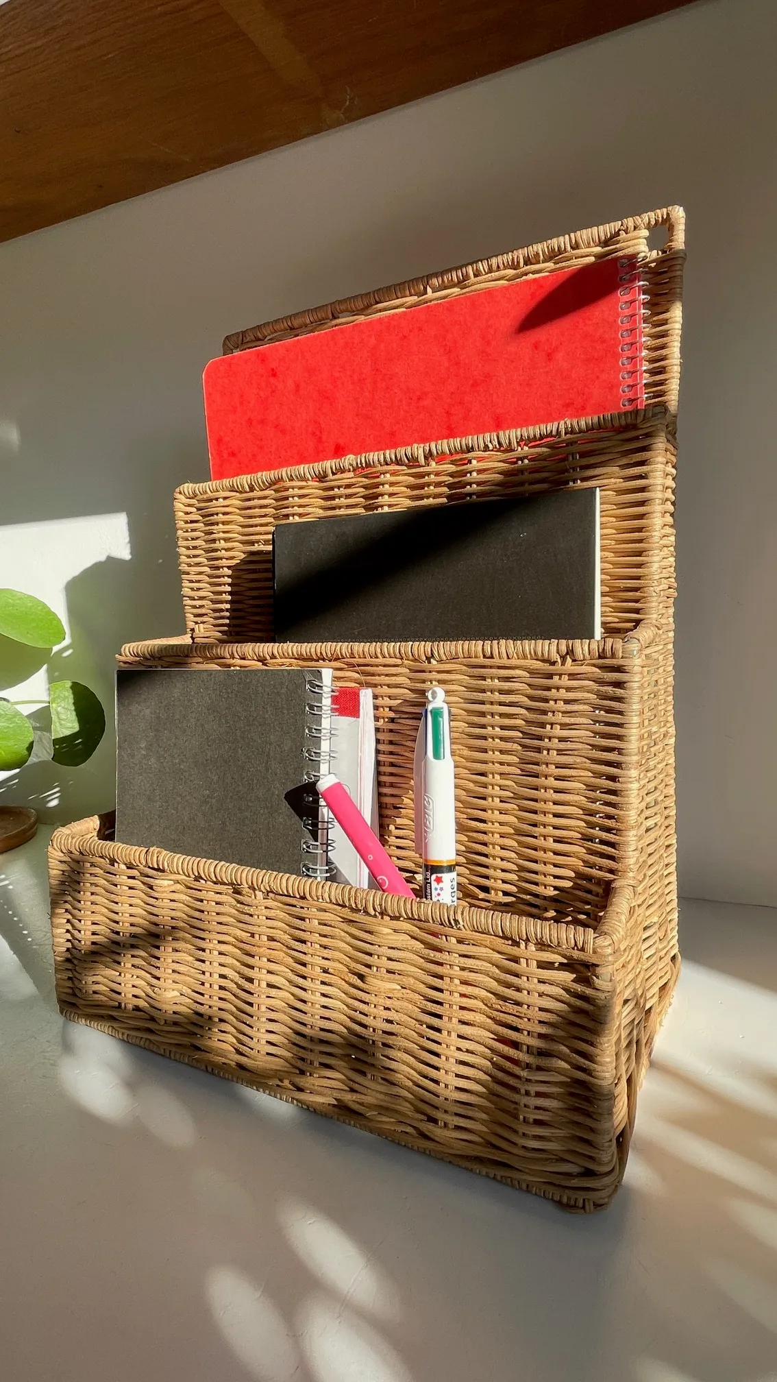 PORTE-Courrier de BUREAU en ROTIN Vintage – Image 9