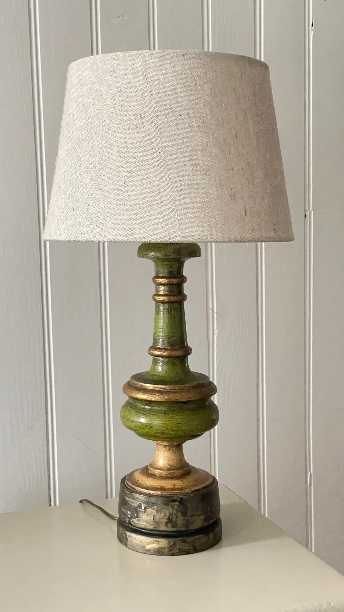 LAMPE VINTAGE en Bois Tourné CHIC Dorée – Image 9