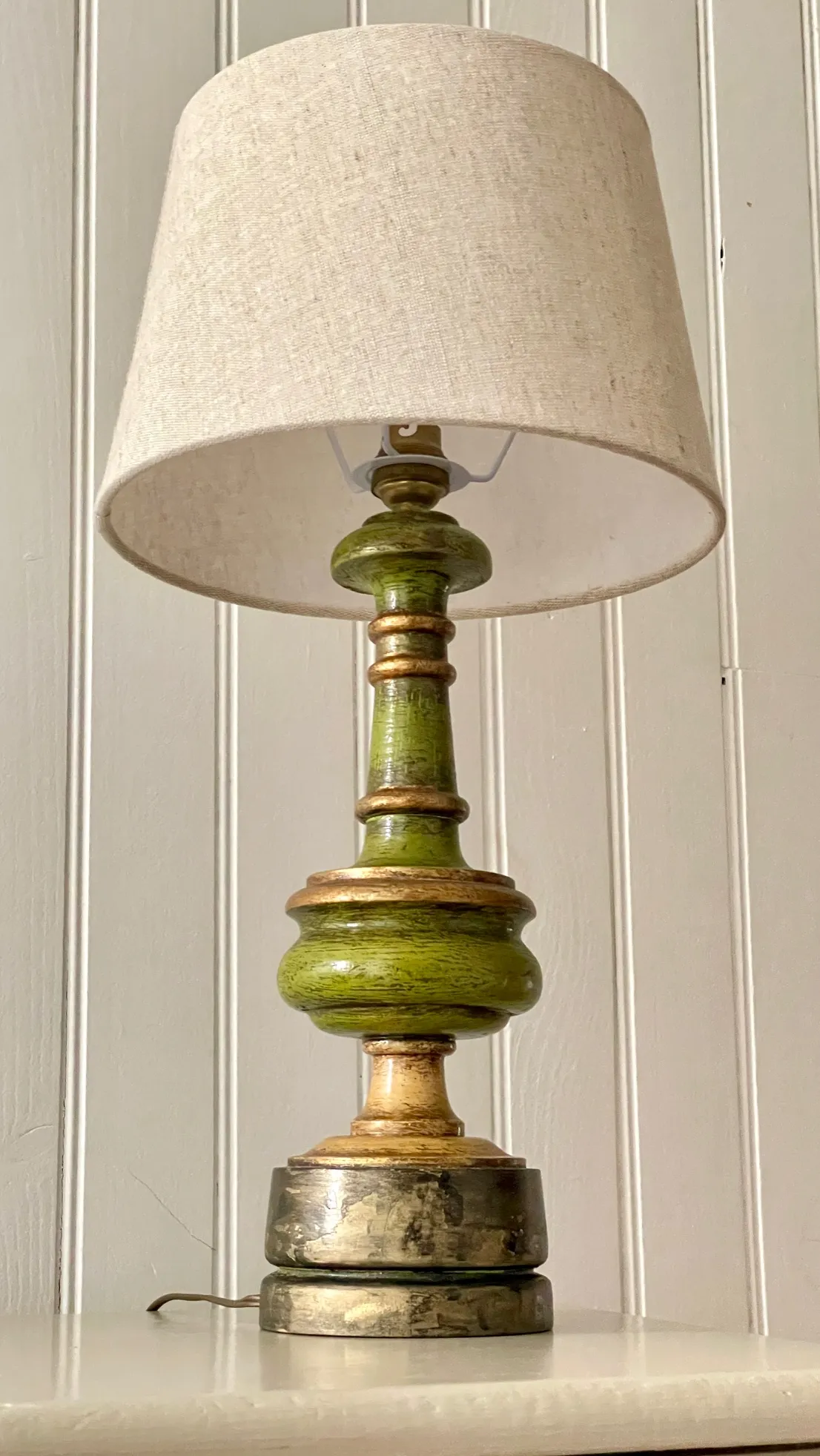 LAMPE VINTAGE en Bois Tourné CHIC Dorée