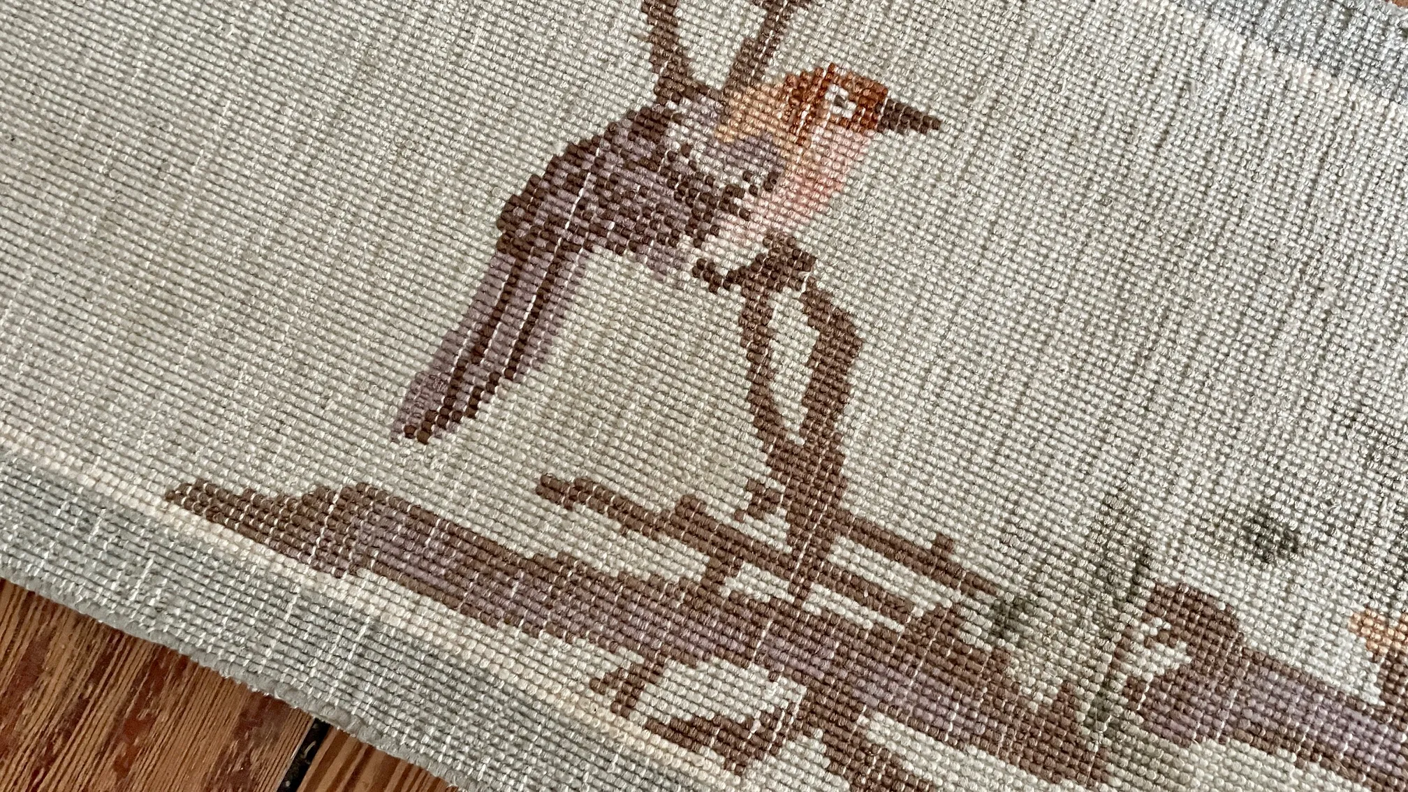 TAPIS Chinois aux OISEAUX Soie VINTAGE – 62x28cm – Image 4