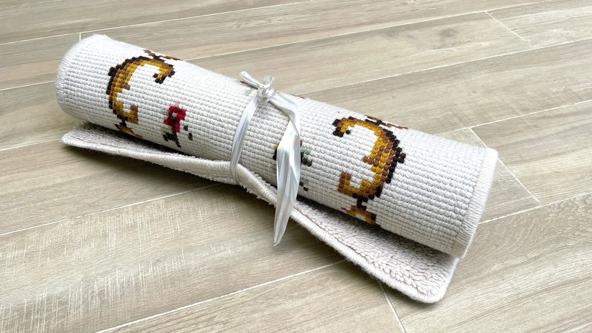 TAPIS Pure LAINE Fleuri Années 70 – 110 x 69cm – Image 5