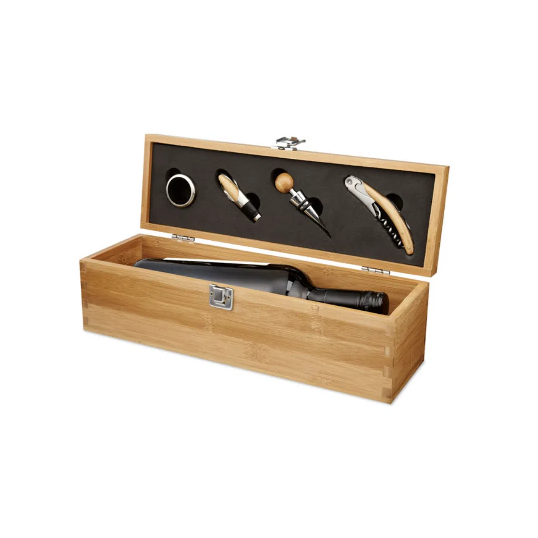 Coffret à vin en bambou personnalisable – Image 3