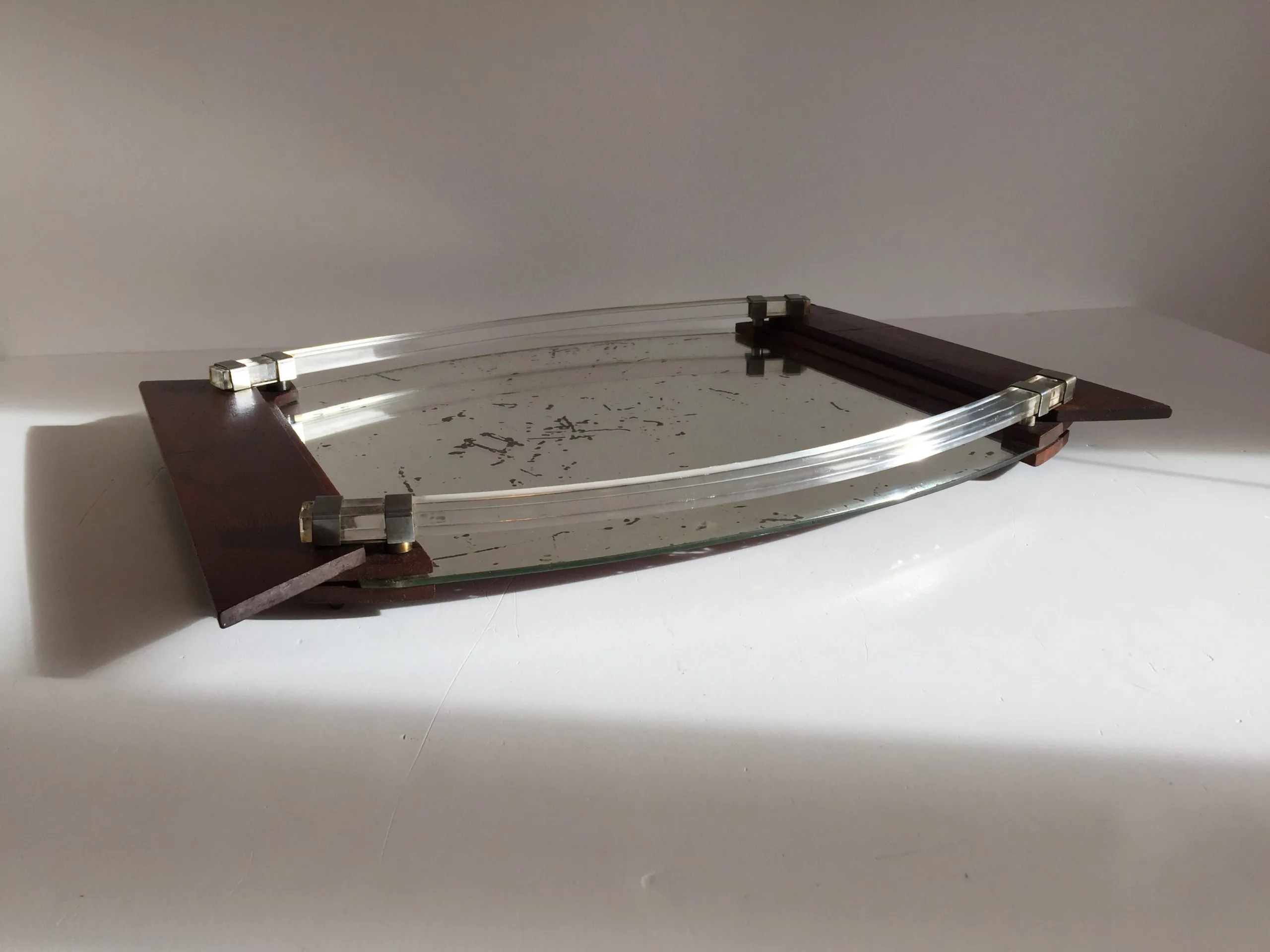 PLATEAU en Miroir et Bois ART DECO – Image 4