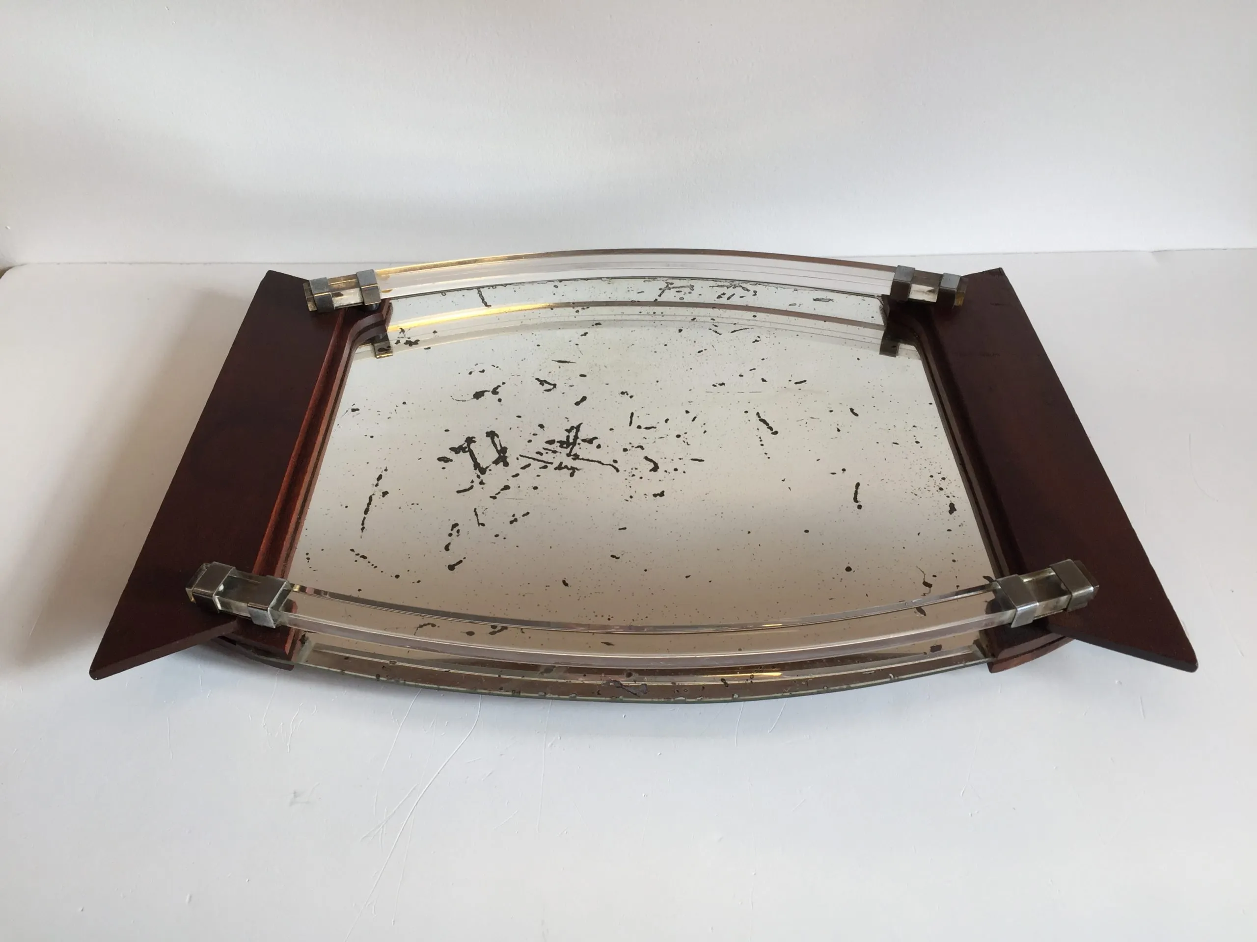 PLATEAU en Miroir et Bois ART DECO – Image 3