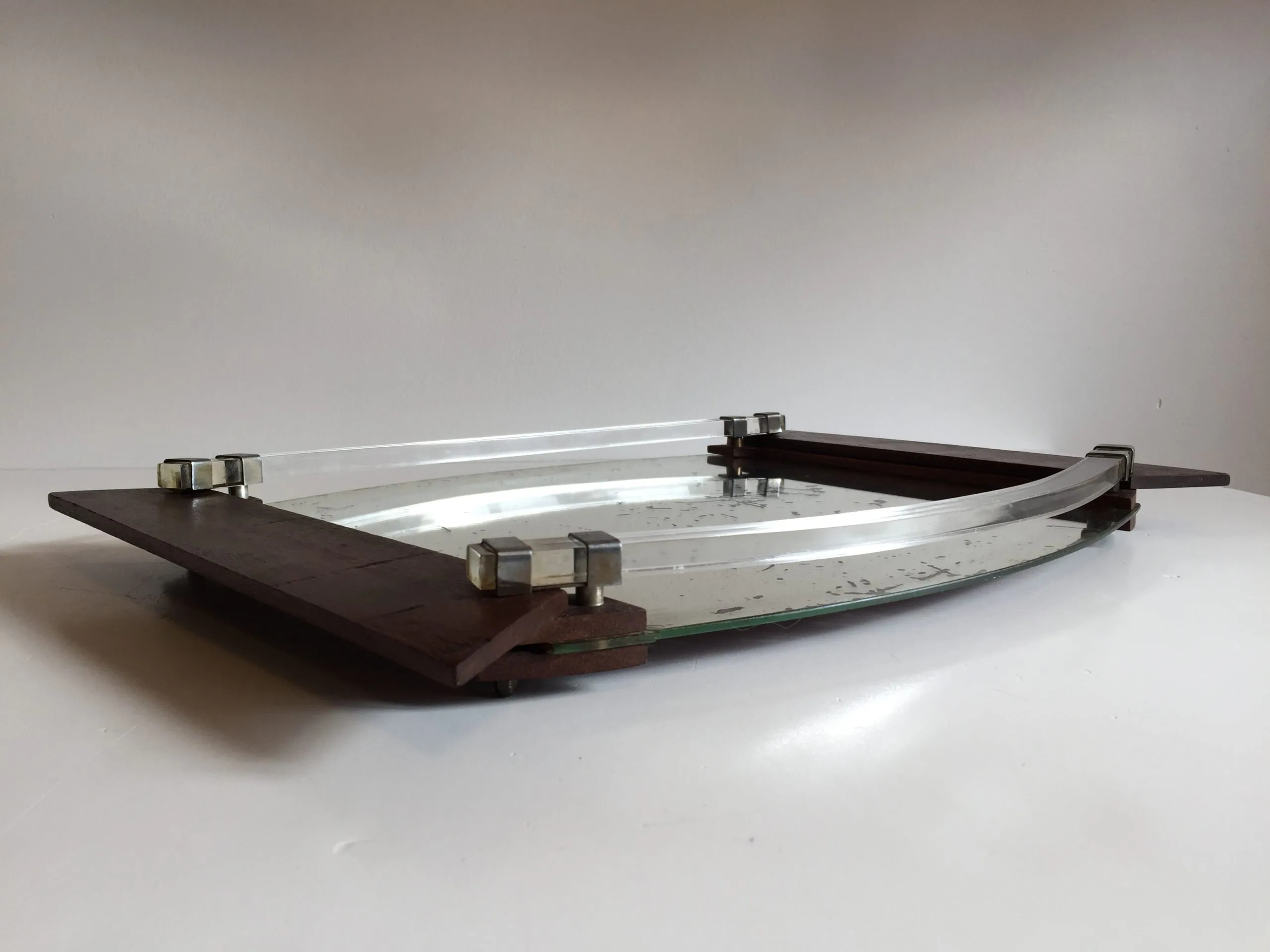 PLATEAU en Miroir et Bois ART DECO – Image 2