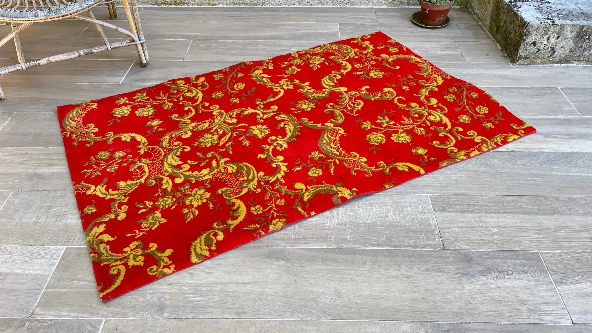 TAPIS Vintage façon TAPISSERIE 100% Laine – 142×89 cm – Image 6