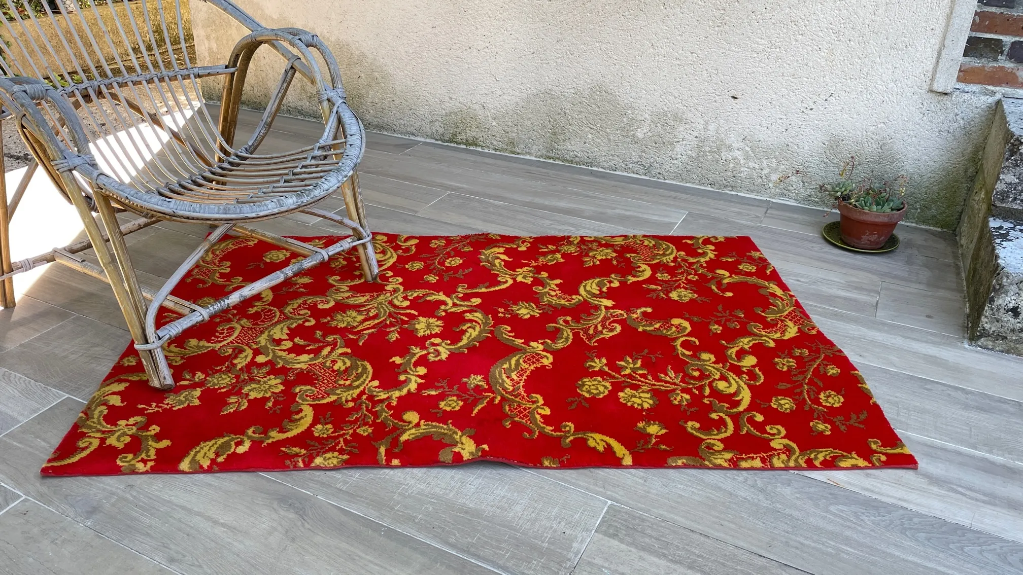 TAPIS Vintage façon TAPISSERIE 100% Laine – 142×89 cm – Image 3