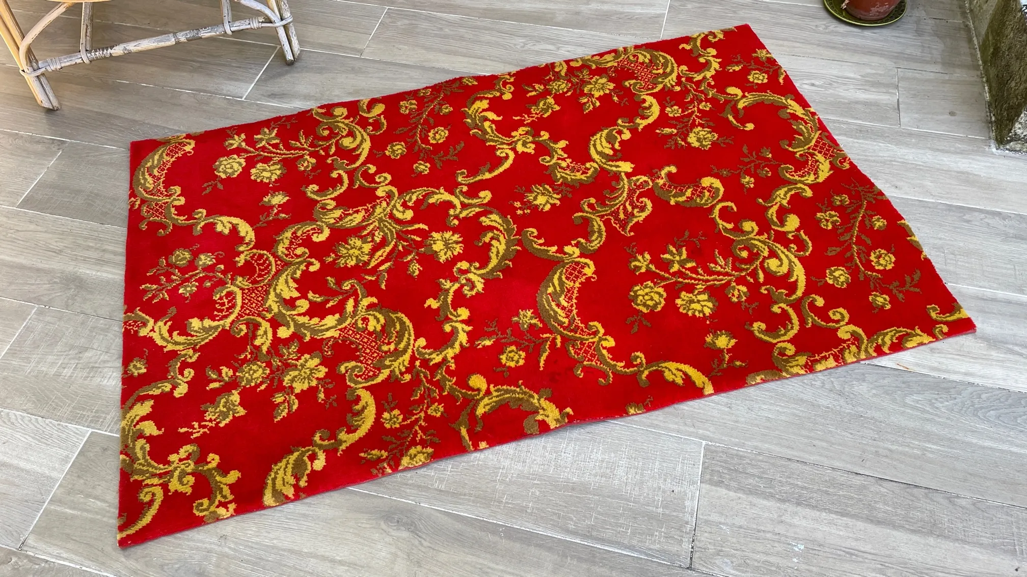 TAPIS Vintage façon TAPISSERIE 100% Laine – 142×89 cm – Image 2